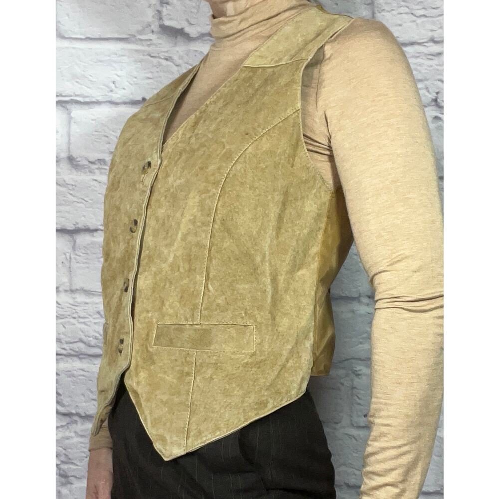 Tan/Camel Color Suede Button-up Vest by Two Twenty - image 3